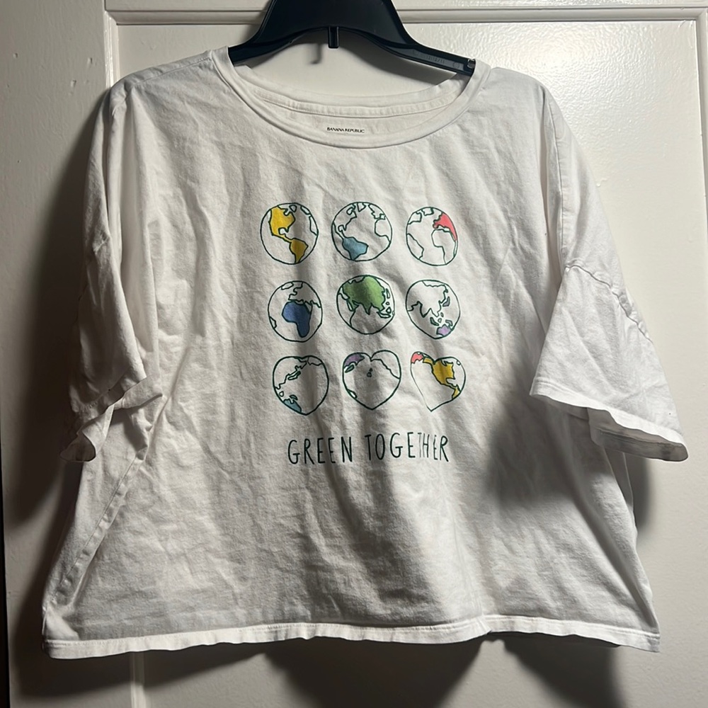Banana Republic Green Together Boxy Slightly Cropped Top